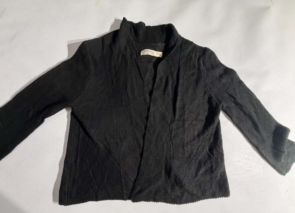 Faded Glory Black Shrug Cardigan S (4-6) Open Front Knit Y2K Minimalist